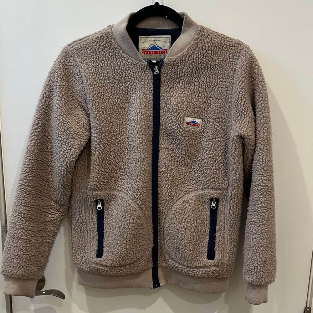 Penfield Cozy Sherpa Fleece Jacket with Navy Accents